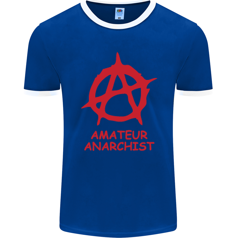 Amateur Anarchist Anarchism Activist Funny Mens Ringer T-Shirt FotL Royal Blue/White