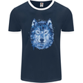 A Polygon Wolf Mens Ringer T-Shirt FotL Navy Blue/White