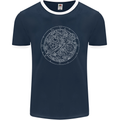 Mechanical Watch Line Drawing Timepiece Mens Ringer T-Shirt FotL Navy Blue/White