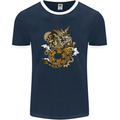 Steampunk Dragon Mens Ringer T-Shirt FotL Navy Blue/White