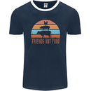 Vegetarian Animals Friends Not Food Vegan 2 Mens Ringer T-Shirt FotL Navy Blue/White
