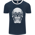 Old Man Skull With Glasses Gothic Biker Mens Ringer T-Shirt FotL Navy Blue/White