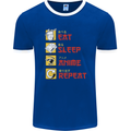 Eat Sleep Anime Repeat Mens Ringer T-Shirt FotL Royal Blue/White