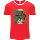 St Patricks Day Shamrock 3 Leaf Clover Mens Ringer T-Shirt FotL Red/White