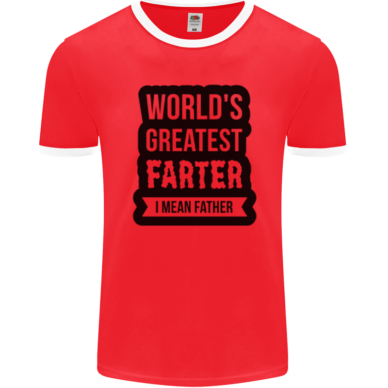 Fathers Day Farter Funny Flatulence Farting Mens Ringer T-Shirt FotL Red/White