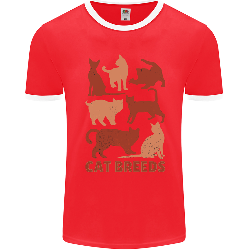 Cat Breeds Mens Ringer T-Shirt FotL Red/White