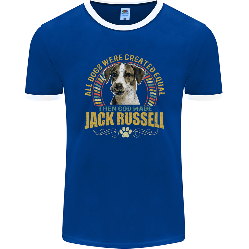 A Jack Russell Dog Mens Ringer T-Shirt FotL Royal Blue/White