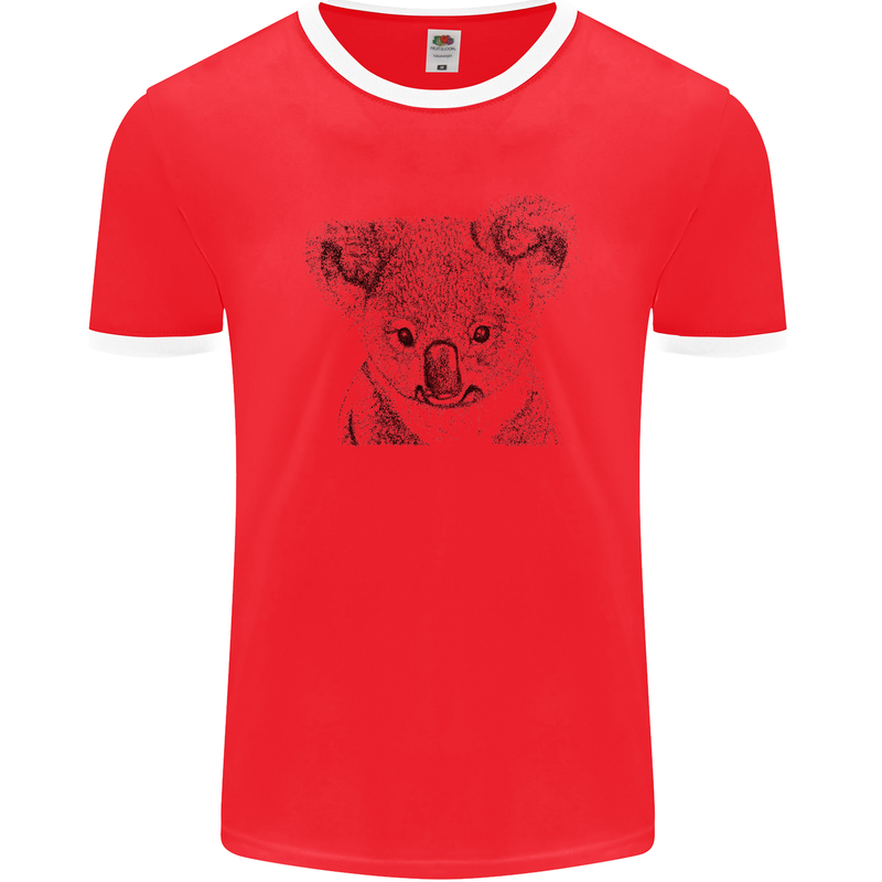 Koala Bear Sketch Ecology Environment Mens Ringer T-Shirt FotL Red/White