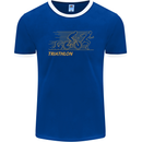 Triathlon Running Swimming Cycling Mens Ringer T-Shirt FotL Royal Blue/White