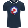 MOD Scooter Motorcycle Motorbike Mens Ringer T-Shirt FotL Navy Blue/White