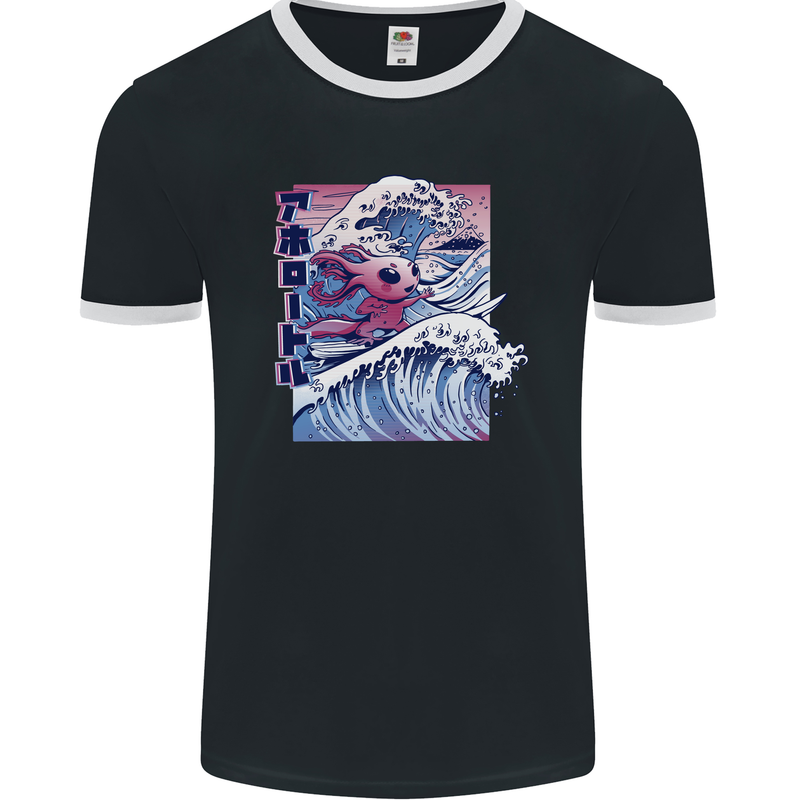 Surfing Axoloti Surfer Mens Ringer T-Shirt FotL Black/White