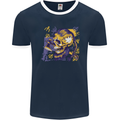 Viking Symbols Skull Mens Ringer T-Shirt FotL Navy Blue/White