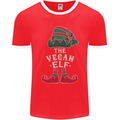 The Vegan Elf Funny Christmas Xmas Mens Ringer T-Shirt FotL Red/White