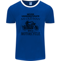 Old Man With a Motorcyle Biker Motorcycle Mens Ringer T-Shirt FotL Royal Blue/White