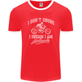 Dont Snore I Dream I'm a Motorcycle Biker Mens Ringer T-Shirt FotL Red/White