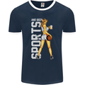 Basketball Sports & Beer Funny Mens Ringer T-Shirt FotL Navy Blue/White