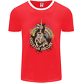 Skeleton Unicorn Skull Heavy Metal Rock Mens Ringer T-Shirt FotL Red/White