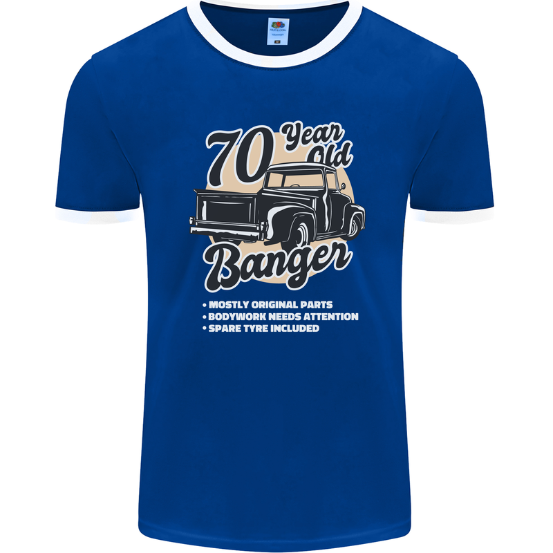 70 Year Old Banger Birthday 70th Year Old Mens Ringer T-Shirt FotL Royal Blue/White