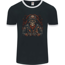 A Biker Skull Motorbike Motorcycle Chopper Mens Ringer T-Shirt FotL Black/White