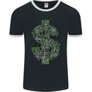 Electric Dollar Sign Crypto Cash Mens Ringer T-Shirt FotL Black/White