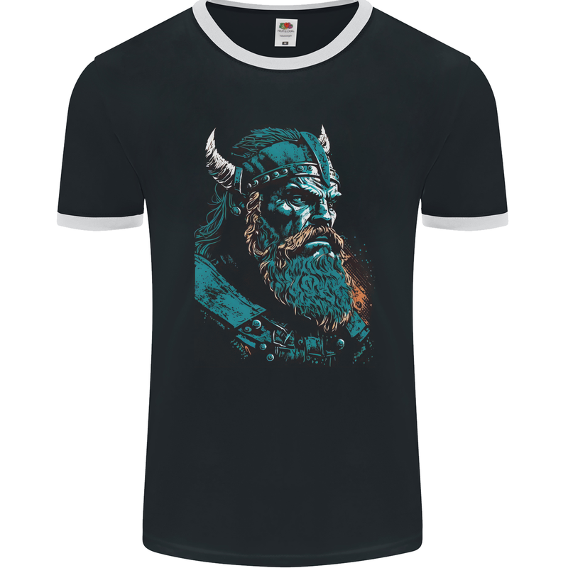 A Green Viking Elder Valhalla Odin Norse Gods Mens Ringer T-Shirt FotL Black/White