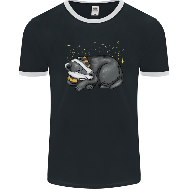 A Sleeping Badger Mens Ringer T-Shirt FotL Black/White