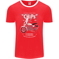 Chips Police Motorcycle Drama Motorbike Mens Ringer T-Shirt FotL Red/White