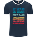 57th Birthday 57 Year Old Mens Ringer T-Shirt FotL Navy Blue/White