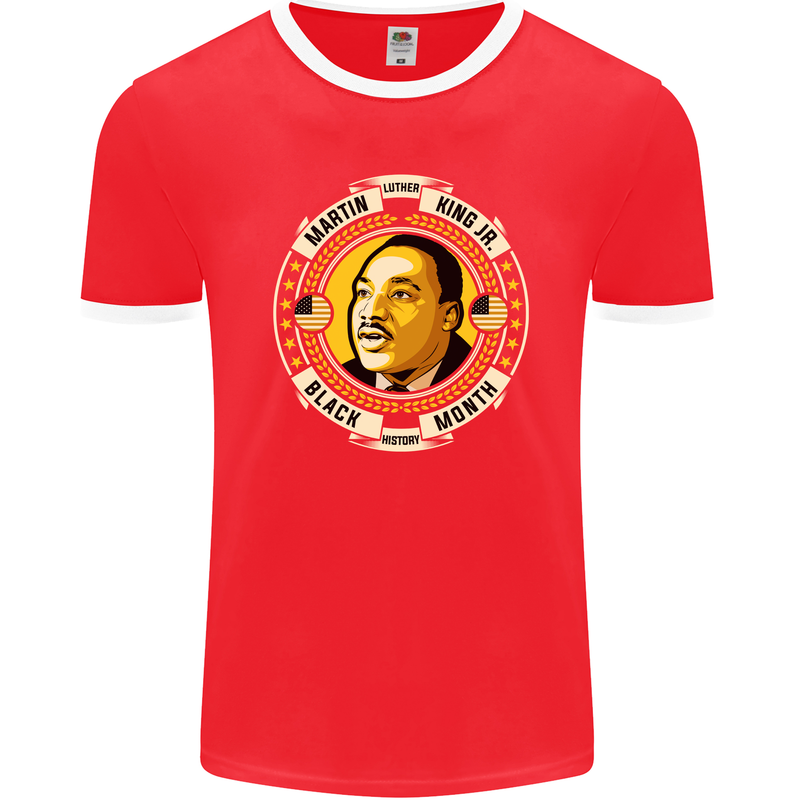 Martin Luther King Black History Month Mens Ringer T-Shirt FotL Red/White