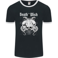 Death Wish Skulls Snakes Biker Gothic Demon Mens Ringer T-Shirt FotL Black/White