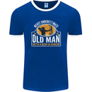 Old Man With a Bow & Arrow Funny Archery Mens Ringer T-Shirt FotL Royal Blue/White