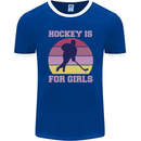 Hockey is For Girls Funny Ice Street Mens Ringer T-Shirt FotL Royal Blue/White