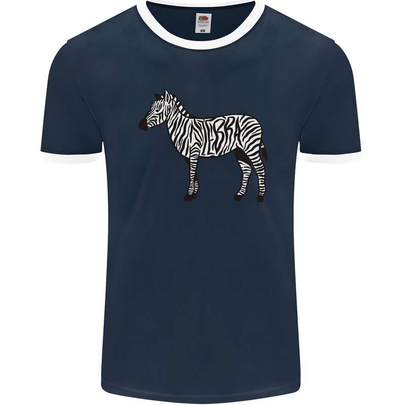 A Zebra Mens Ringer T-Shirt FotL Navy Blue/White