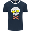 Bacon & Egg Skull & Crossbones Funny Mens Ringer T-Shirt FotL Navy Blue/White