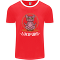 Lucipurr Demonic Hail Satan Cat Evil Mens Ringer T-Shirt FotL Red/White