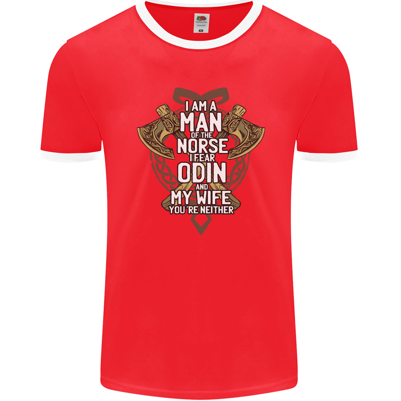 Funny Viking Wife Quote Wedding Anniversary Mens Ringer T-Shirt FotL Red/White