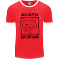 Part Cotton Part Cat Hair Funny Mens White Ringer T-Shirt Red/White