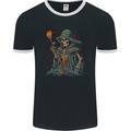 A Living Dead Wizard Skull Sorcerer Mens Ringer T-Shirt FotL Black/White