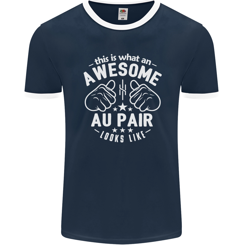 This Is What an Awesome Au Pair Looks Like Mens Ringer T-Shirt FotL Navy Blue/White