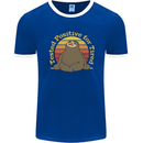 Sloth Tested Positive For Tired Funny Lazy Mens Ringer T-Shirt FotL Royal Blue/White