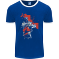 St Georges Day Knights Templar Crusader Mens Ringer T-Shirt FotL Royal Blue/White