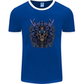 Samurai Skull MMA Martial Arts Gym Training Mens Ringer T-Shirt FotL Royal Blue/White