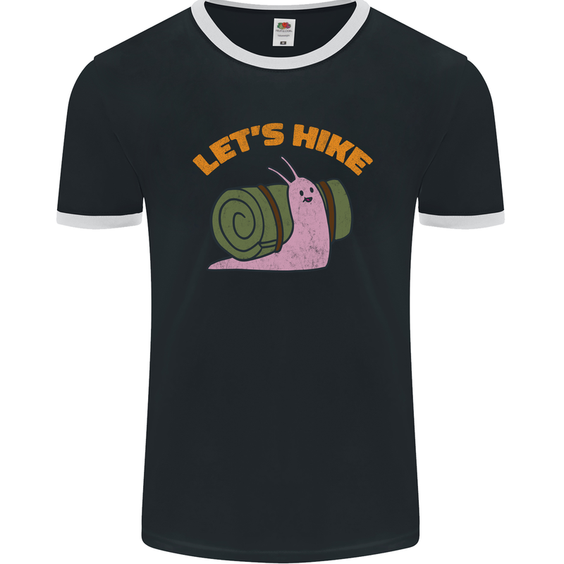 Let's Hike Funny Slug Trekking Walking Mens Ringer T-Shirt FotL Black/White