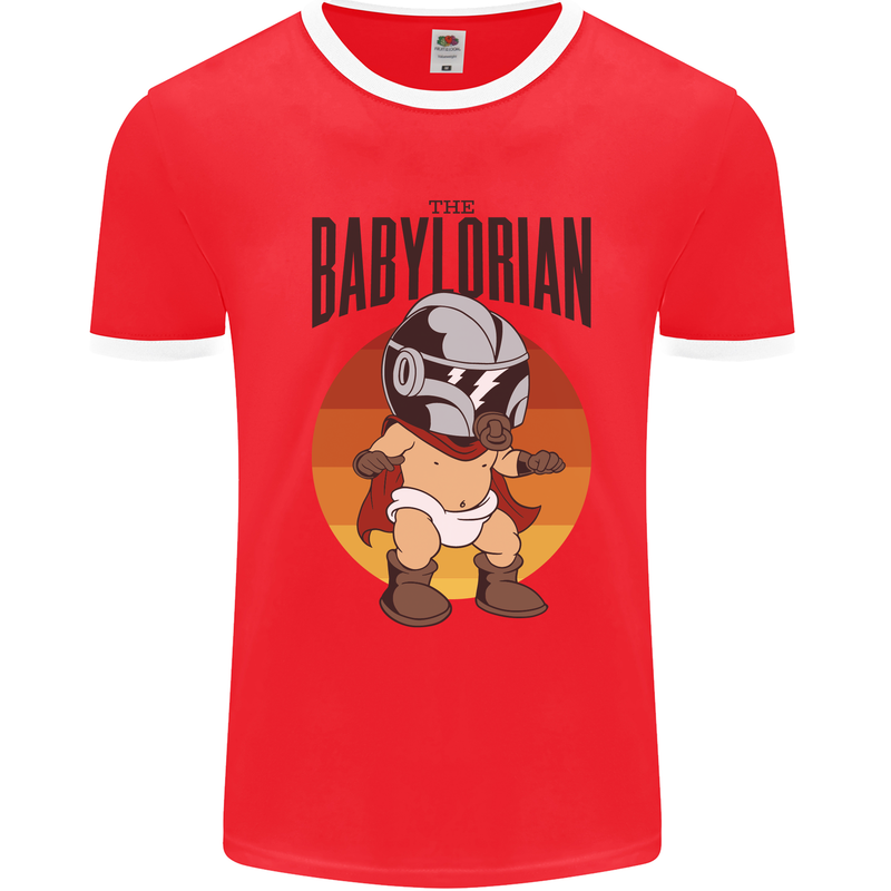 Babylorian Funny Baby Toddler Infant Parody Mens White Ringer T-Shirt Red/White