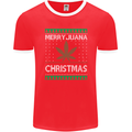 Merry Juana Christmas Funny Weed Cannabis Mens Ringer T-Shirt FotL Red/White