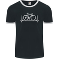 Cycling Heart Beat ECG Bike Bicycle Cyclist Mens Ringer T-Shirt FotL Black/White