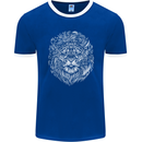 Funny Hipster Lion Mens Ringer T-Shirt FotL Royal Blue/White