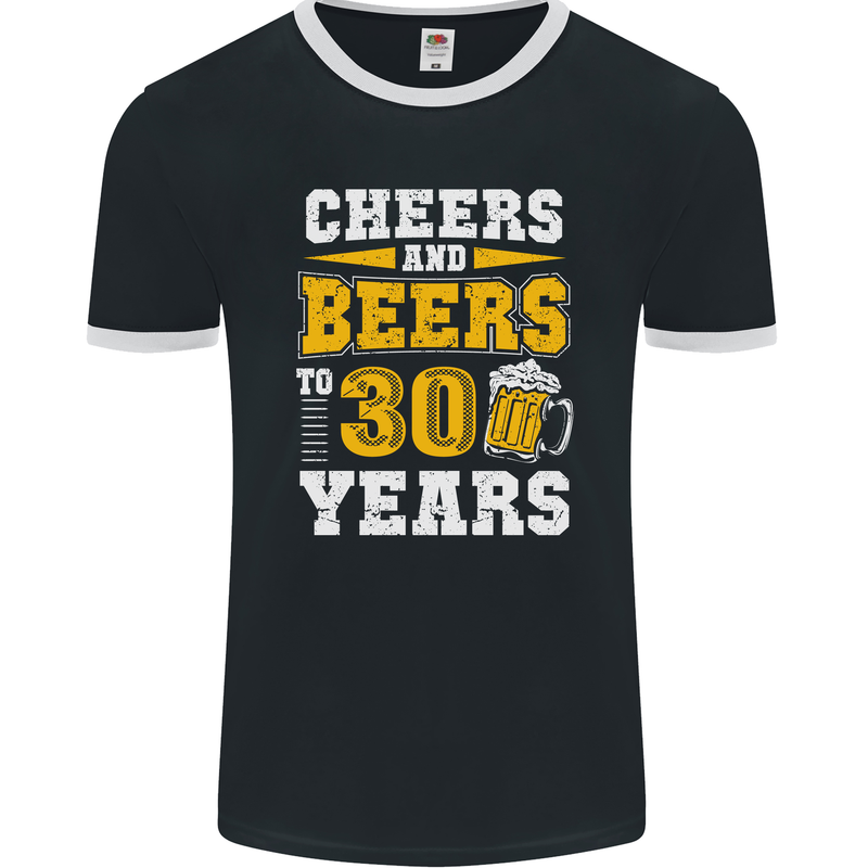 30th Birthday 30 Year Old Funny Alcohol Mens Ringer T-Shirt FotL Black/White