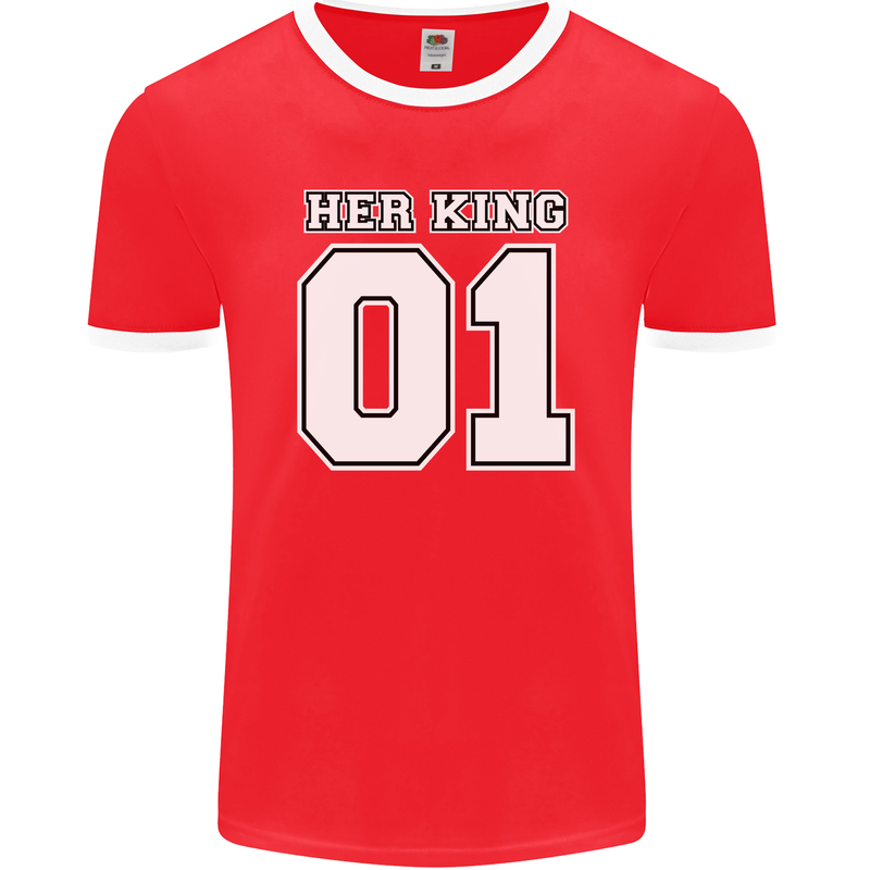 Her King Funny Wedding Anniversary Mens Ringer T-Shirt FotL Red/White