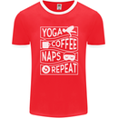 Yoga Coffee Naps Repeat Funny Mens Ringer T-Shirt FotL Red/White